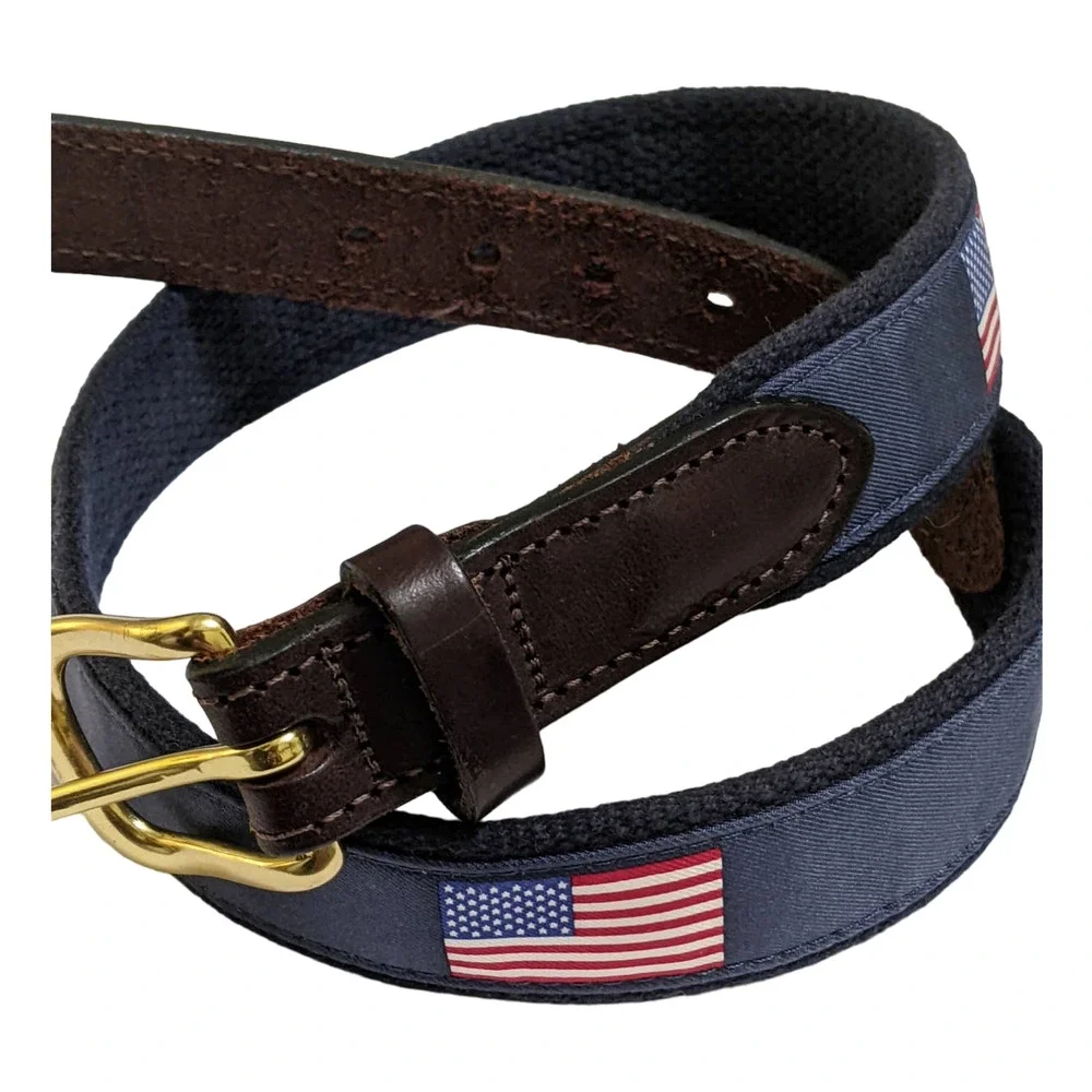 size 26 new vineyard vines usa flag belt leather fabric made in usa